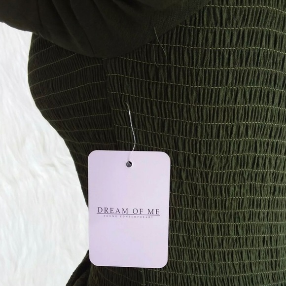 ROMANTIC SMOCKED GREEN DRESS SIZE L - Picture 7 of 12